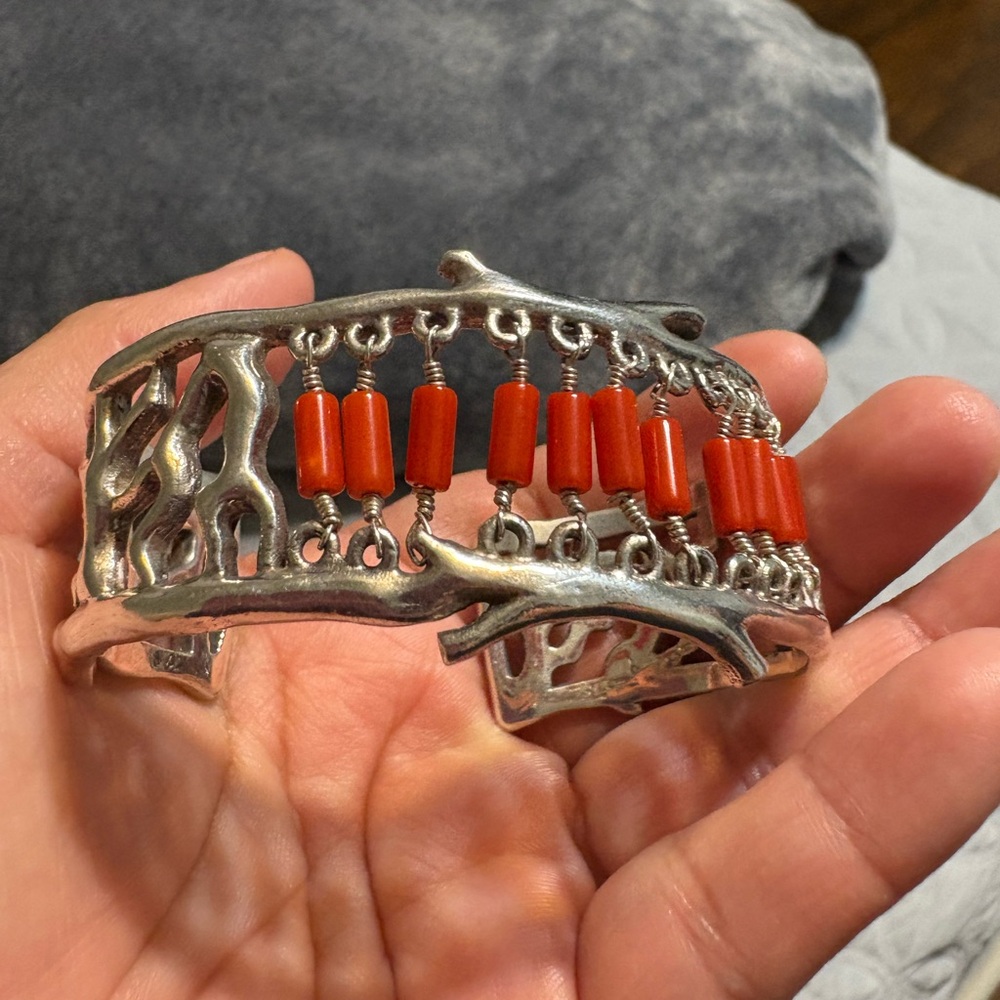 Studio Barse Silver And Red Statement Bracelet - image 4